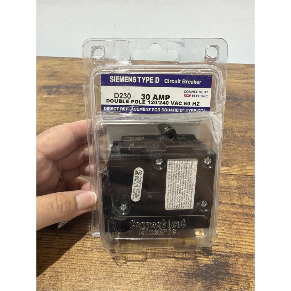 Siemens Type D Circuit Breaker -30 Amp Double Pole, 120/240 VAC- #D230